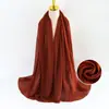 131 Lenço Longo de Chiffon Perolado Cor Pura Boutique Borda Enrolada em Ângulo Reto Lenço de Gaze de Chiffon Cor Única Hijab Turbante Indonésio