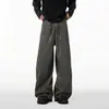 Pantalones casuales de pierna ancha a rayas estilo retro americano para mujer y hombre, nuevo estilo otoño 2026, estilo relajado, pantalones rectos fluidos de largo hasta el suelo