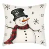 Funda de almohada de muñeco de nieve navideño transfronteriza cojín de sofá decoración de sala de estar fiesta navideña creativa almohada impresa