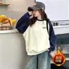 Novedades transfronterizas otoño e invierno sudaderas para niños medianos y grandes tops básicos de manga larga para niñas con estampado de lazo degradado europeo y americano