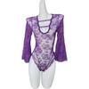 Pijama Love Lingerie Sexy Roxo Pure Desire Advanced Sense Deep V Renda Manga Trompete Uniforme