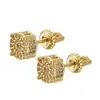 Pendientes de Hip Hop Europeos y Americanos Redondos Full Circonio Pendientes Distintivos de Cuatro Garras Tridimensionales Modernos Pendientes de Pareja para Hombres y Mujeres Joyería de Comercio Exterior
