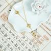 Nuevo collar antiguo Sauer de oro con destellos, cadena de clavícula con borla de trébol de cuatro hojas y láser de lujo, joyería de primera calidad que combina con todo.