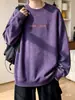 Sudadera pesada de cuello redondo bordada con acabado lavado a la arena para hombre, top interior retro de otoño de corte holgado, chaqueta moderna sin capucha para adolescentes