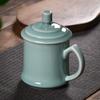 Celadon Tea Cup Office Conference Cup com tampa grande cerâmica copo de presente caneca simples casa banho de pés loja copo de água