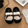 Sandalias de vestir sin cordones, color block, a la moda, peludas para mujer, nueva colección otoño/invierno 2026, casuales, que realzan la altura, antideslizantes, cómodas y elegantes.
