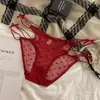 Ropa Interior Femenina de Encaje Sexy Estilo Francés de Verano de Cintura Baja Puro Deseo Diseño Hueco Entrepierna Cómoda de Algodón Ropa Interior Antibacteriana para Mujer