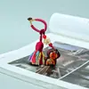 Cavalo chegando, são e salvo, tudo seguro, sem problemas, chaveiro de amuleto, escultura em sândalo, pintura colorida, chaveiro de amuleto de segurança, atacado de fábrica