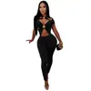 C7845 Cruz 2026 Nova Roupa Feminina Europeia Americana Sexy Vazada Manga Curta Emagrecedora Bodycon Justa Colada Macacão