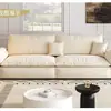 Sofá de tela para rascar gatos color crema sofá de cuero genuino sala de estar apartamento pequeño minimalista moderno fila recta doble sofá tipo velero