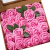 Flores Artificiales de 25 Rosas Rosas de Espuma Rosas Falsas con Tallos Arreglo Floral de Ramo de Boda DIY Transfronterizo