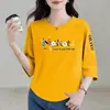 Comercio Electrónico Transfronterizo Comercio Exterior Estilo Mamá Mujeres de Mediana Edad Camiseta de Manga Tres Cuartos Holgada Casual Versátil Camiseta Base Superior