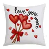 Serie de Fundas de Almohada Temáticas de San Valentín Más Vendida Transfronteriza con Corazón de Imitación de Bordado Impreso en 2D Letras Fundas de Cojín