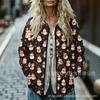 Sudadera de Algodón con Cuello Alto y Pliegues para Mujer 2025, Estampado Floral Retro, Rayas Otoño e Invierno, Botones, Sudadera para Mujer