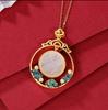Colgante Atmosférico de Nuevo Estilo Retro Cloisonné Xiangyun Hebilla de Seguridad Collar Accesorios para Ropa Estilo Étnico Retro para Mujer Colgante