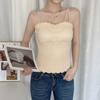 Chaleco forrado de polar para mujer otoño e invierno forrado de polar cálido encaje tirante interior 2023 nuevo espalda de belleza francesa top ajustado moda