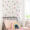 Br7030C Flores Pequeñas Rosa Claro y Azul Claro Ramas y Hojas Pegatinas de Pared para Habitación de Niña Pegatinas Decorativas de Pared Estilo Pastoral Romántico