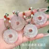 Pingente Buda Lua Branca de Jade Gelo Natural de Alta Qualidade, Saco da Sorte em Forma de Folha de Ágata Cor Champagne, Ornamento de Fechadura Ruyi Dupla Face