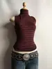 Estilo Casual Simples Novo Top de Moda Versátil Transfronteiriço com Caimento Justo, Design sem Mangas, Colete Listrado de Gola Alta