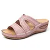 Sandalias Transfronterizas para Mujer con Tacón de Cuña, Punta Abierta, Suelas Gruesas, Tallas Grandes, Disponibles en Múltiples Colores, Sandalias Bordadas para Mujer