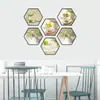 Marco de Foto Hexagonal para Pared Estilo Nórdico Planta Verde Alce Flor Pegatina de Pared Sala de Estar Dormitorio Estudio Pegatina Decorativa de Pared