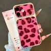 Capa Rosa Coração Estampa Leopardo Compatível com Celular Apple 18promax Huawei Xiaomi Vivo Capa Macia Janela Grande Personalidade