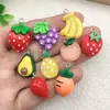 Resina Desenho Animado Fofo Realista 3D Morango Limão Fruta Chaveiro Pingente Acessório DIY