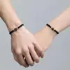 Pulsera de Pareja de Obsidiana Par de Cuentas de Transferencia Par Tejida a Mano Regalo de San Valentín Cumpleaños para Novia