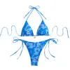 Comercio Exterior Nuevo Bikini de Dos Piezas Estampado Dividido Traje de Baño Amazon Transfronterizo Sexy de Encaje con Cordones