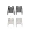 [Em Estoque] Camiseta de Tricô Fino Irregular Sereia Feminina Falsa Duas Peças Novo Estilo Primavera/Outono