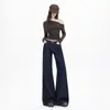 2026 Pantalones de Herradura Azul Grisáceo Antiadherentes Elásticos Microcampana Jeans para Mujer Otoño Adelgazantes Azul Grisáceo Nueve Puntos Azul