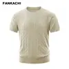 Camiseta Masculina de Tricô Americano com Mangas Curtas, Material de Marido para o Verão, Cor Sólida, Ombro Normal, Caimento Regular, Respirável, Manga Meia