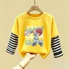 Camiseta Interior de Manga Larga para Niños, Nuevo Estilo Primavera y Otoño, Camiseta Interior de Algodón Puro para Niños, Atuendo de Primavera con Estampado de Dibujos Animados, Camiseta de Capa Interior