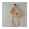 Chapéu de Lã com Proteção para Orelhas para Crianças e Bebês, Chapéu de Mago com Corda Fofo para Mulheres, Chapéu de Lã Quente e à Prova de Vento Estilo Coreano