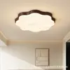 Lámpara de techo estilo vintage para sala de estar en color nogal, nueva lámpara de techo color crema de espectro completo que protege los ojos para el dormitorio