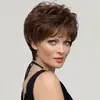Comercio exterior transfronterizo de Amazon moda europea y americana peluca cabello rizado corto peluca de cabello corto castaño oscuro tocado