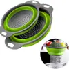 Cesta de drenaje plegable de fondo denso Spot, cesta de filtro telescópica para frutas y verduras, plato de fruta plegable redondo