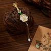 Cheongsam Antiguo de Alta Gama con Concha Natural, Solapa Presionada, Retro Elegante, Colgante de Borla de Flores, Nuevas Explosiones, Decoración Hanfu