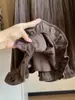 Falda midi de terciopelo con volantes de moda estilo coreano para mujer, nueva colección de otoño, de cintura alta, adelgazante, falda plisada versátil de línea A