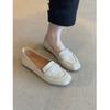 [Pronta Entrega] 2024 Novo Sapatos Preguiçosos Slip-On de Boca Rasa Mocassins Femininos Sapatos de Couro Pequenos Sapatos de Ervilha