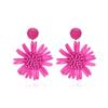Brincos de Girassol Exagerados Europeus e Americanos Tecidos à Mão em Ráfia Moda Brincos de Flor de Girassol para Férias para Mulheres