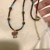 Collar Decorativo Apilado de Elefante Marrón con Cuentas para Cadena Larga de Suéter Accesorios de Alto Gama de Lujo Ligero y Nicho