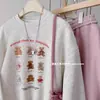 Sudadera con Estampado de Oso Estilo Coreano Otoño 2025 para Mujer Holgada Casual Versátil Dulce Ins Estilo Preppy Top de Cuello Redondo