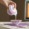 Roxo Gradiente Cerâmica Arita Pintado à Mão Rosa Gaiwan Conjunto de Chá Kung Fu para Uso Doméstico com Bico de Flor Bule Gaiwan