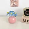 Estilo Ins Jarrón Redondo Pequeño Flores Secas Flores Artificiales Colorido Set de Botellas de Cerámica Decoración para Dormitorio Sala de Estar Mini Adornos Pequeños