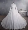 Vestido de Novia de Encaje Estilo Europeo y Americano 2026 Modelo Nuevo, Vestido de Novia de Cuello Alto y Manga Larga con Cola Grande, Vestido de Novia Tallas Grandes