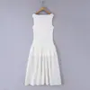 Comercio Exterior Transfronterizo Verano Nuevo Ropa para Mujer Estilo Europeo y Americano de Moda Sexy Calado Ganchillo Vestido Blanco sin Mangas