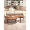 Mesa de centro de madera maciza, diseño retro minimalista moderno, mesa de té pequeña de madera para sala de estar en casa, mesa de té redonda para el ventanal