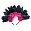 Faixa de Cabeça Nova Retro Flor Rosa Transfronteiriça, Acessório de Cabelo com Flores Artificiais, Faixa de Cabeça para Festa Dançante de Halloween, Festa de Carnaval