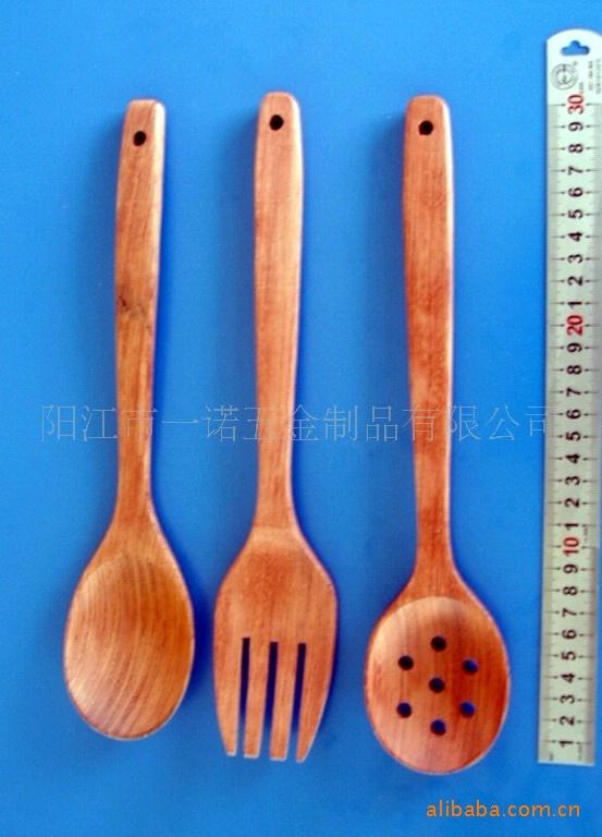 Q-031竹木餐具,木锅铲,木叉,木汤勺,木碗__1057